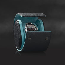 Charger l'image dans la galerie, Charles Single Watch Roll Black &amp; Turquoise
