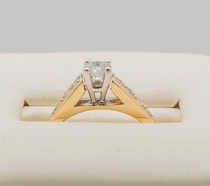 14K 2 TONE SOLITAIRE Ring