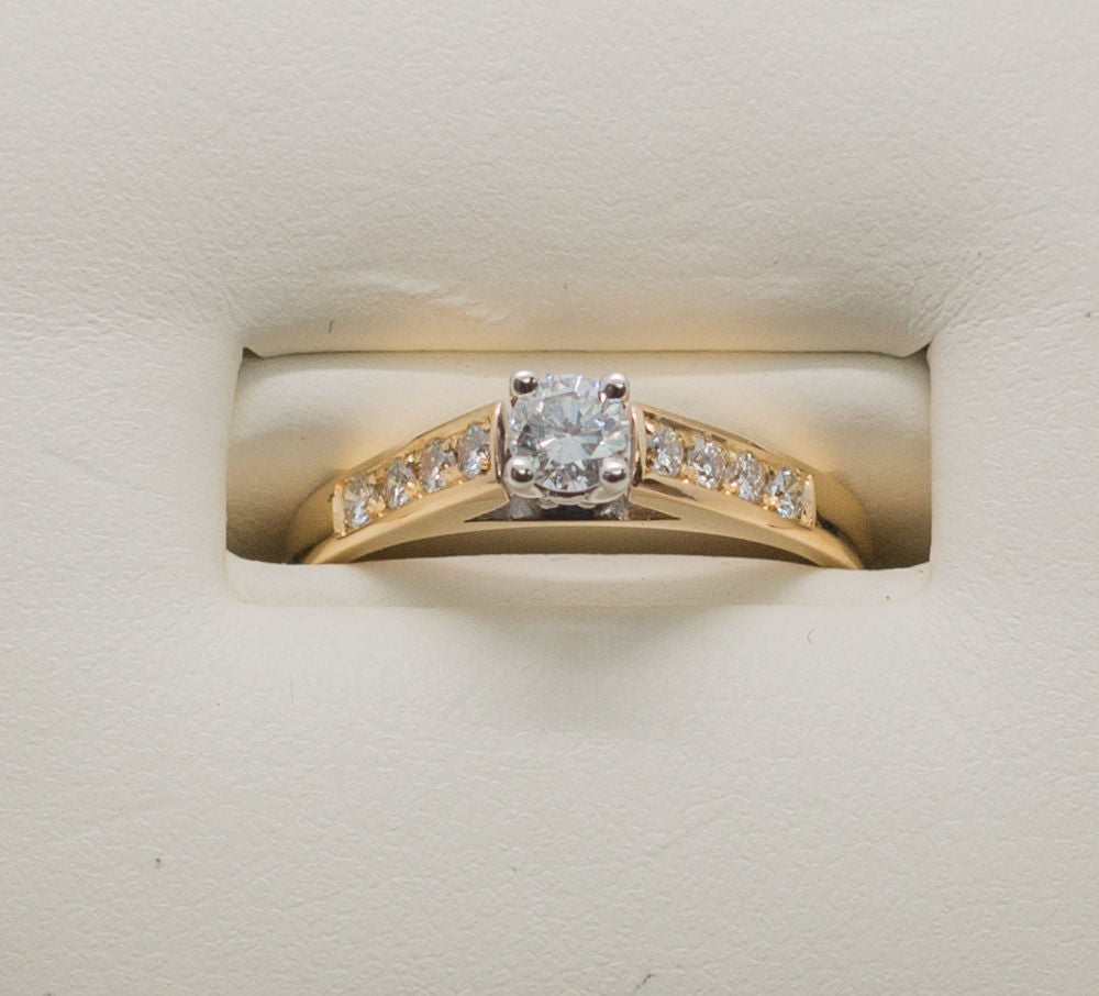 14K 2 TONE SOLITAIRE Ring